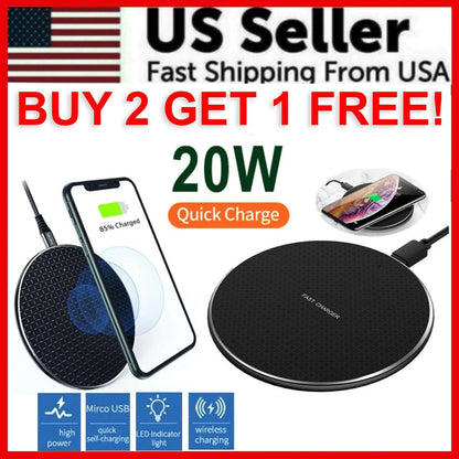 20W Wireless Charger Fast Charge Pad For Samsung iPhone XS Max X XR 12 13 14 15 16 Pro